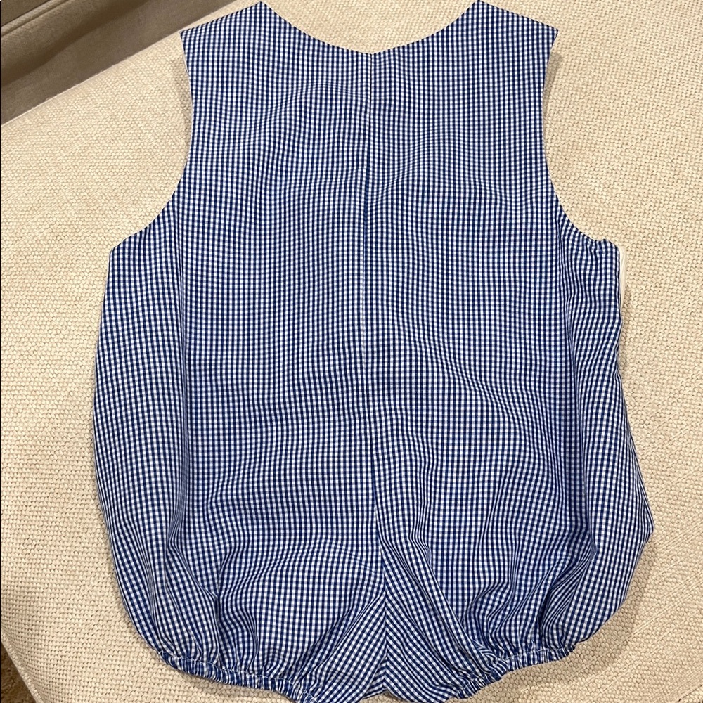 Stitchy Fish smocked construction trucks Blue and White Gingham bubble 6m - Picture 3 of 5